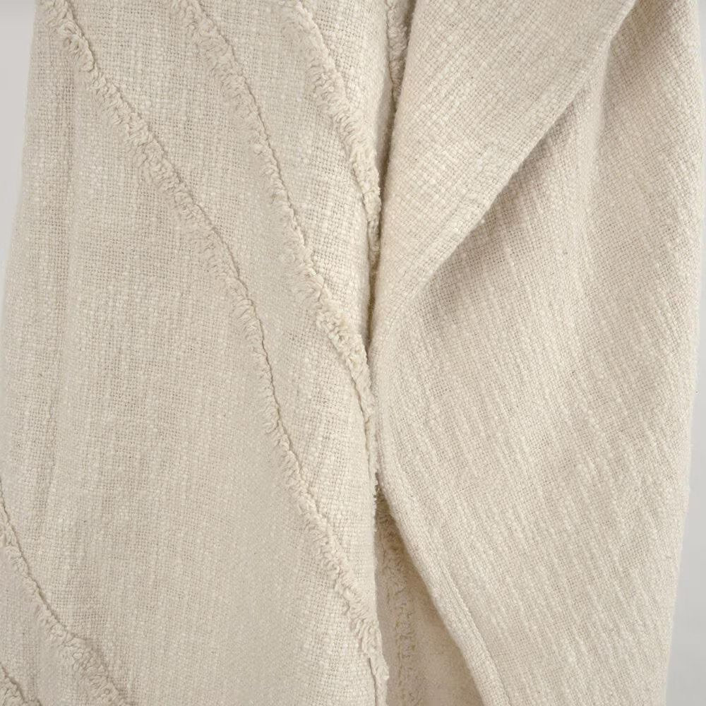 50" X 60" Natural Cotton Woven Geometric Throw Blanket with Tassels HomeRoots