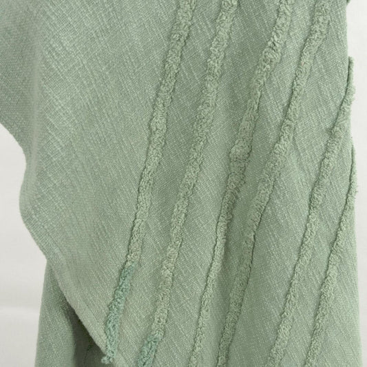 50" X 60" Green Cotton Woven Geometric Throw Blanket with Tassels HomeRoots