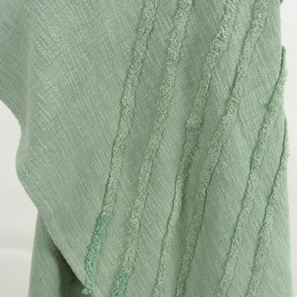 50" X 60" Green Cotton Woven Geometric Throw Blanket with Tassels HomeRoots