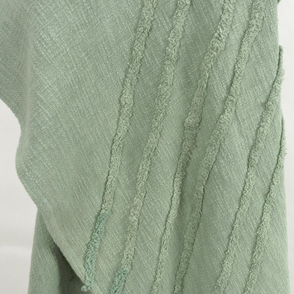 50" X 60" Green Cotton Woven Geometric Throw Blanket with Tassels HomeRoots