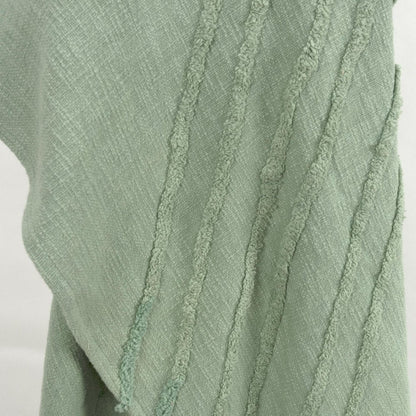 50" X 60" Green Cotton Woven Geometric Throw Blanket with Tassels HomeRoots