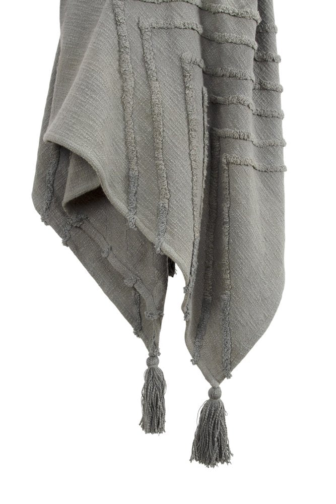 50" X 60" Gray Cotton Woven Geometric Throw Blanket with Tassels HomeRoots