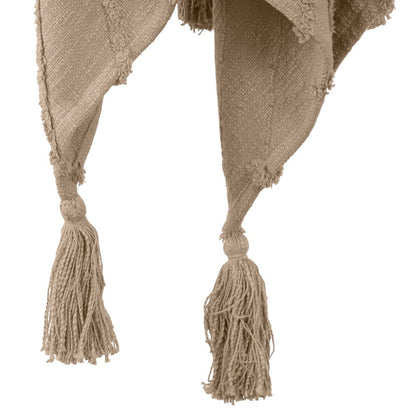 50" X 60" Brown Cotton Woven Geometric Throw Blanket with Tassels HomeRoots