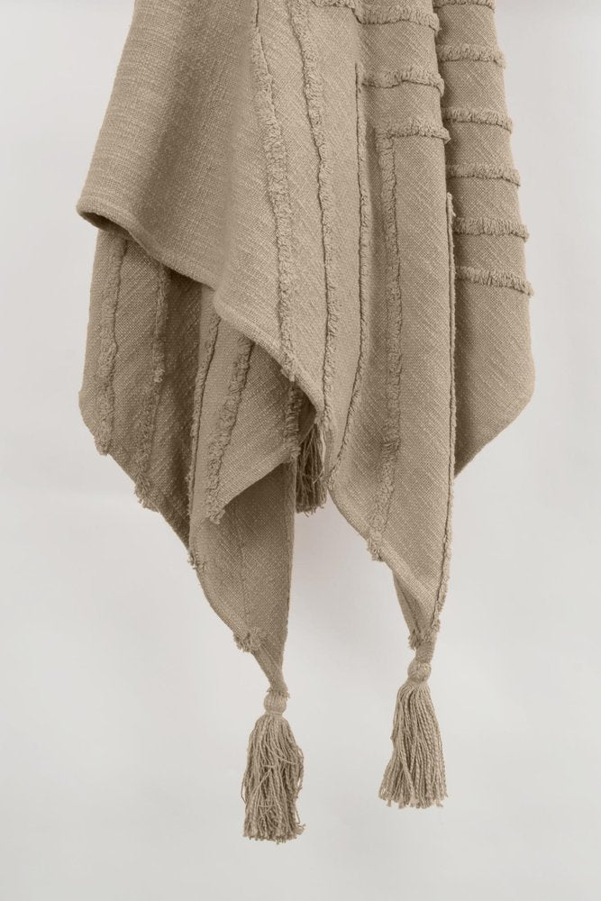 50" X 60" Brown Cotton Woven Geometric Throw Blanket with Tassels HomeRoots