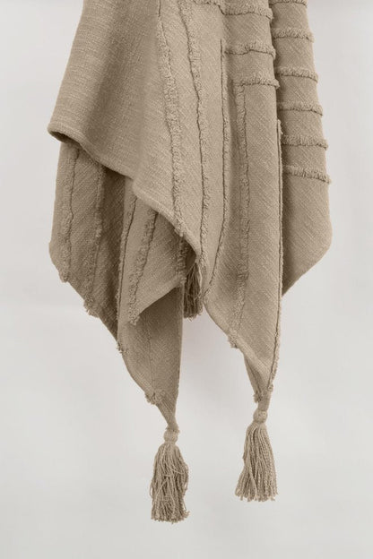 50" X 60" Brown Cotton Woven Geometric Throw Blanket with Tassels HomeRoots
