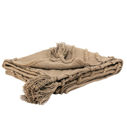 50" X 60" Brown Cotton Woven Geometric Throw Blanket with Tassels HomeRoots