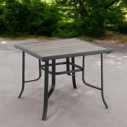 35" Brown and Black Square Metal Outdoor Dining Table