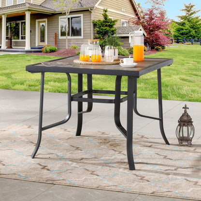35" Brown and Black Square Metal Outdoor Dining Table - FurniFindUSA