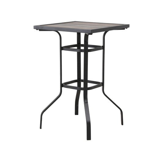 25" Brown and Black Square Metal Outdoor Bistro Table - FurniFindUSA