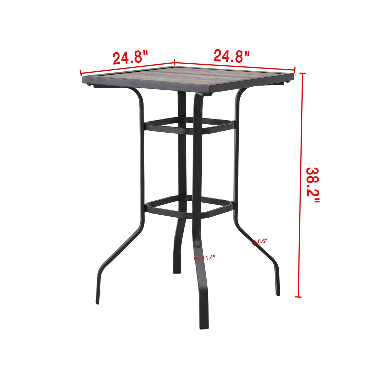 25" Brown and Black Square Metal Outdoor Bistro Table - FurniFindUSA