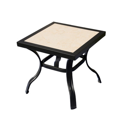 21" Beige and Ivory Square Ceramic Outdoor Side Table - FurniFindUSA