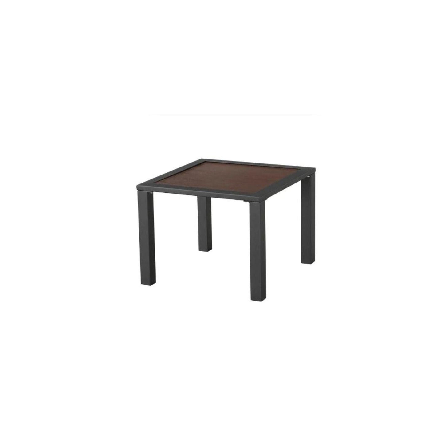 21" Brown and Black Square Metal Outdoor Side Table - FurniFindUSA