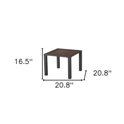 21" Brown and Black Square Metal Outdoor Side Table - FurniFindUSA