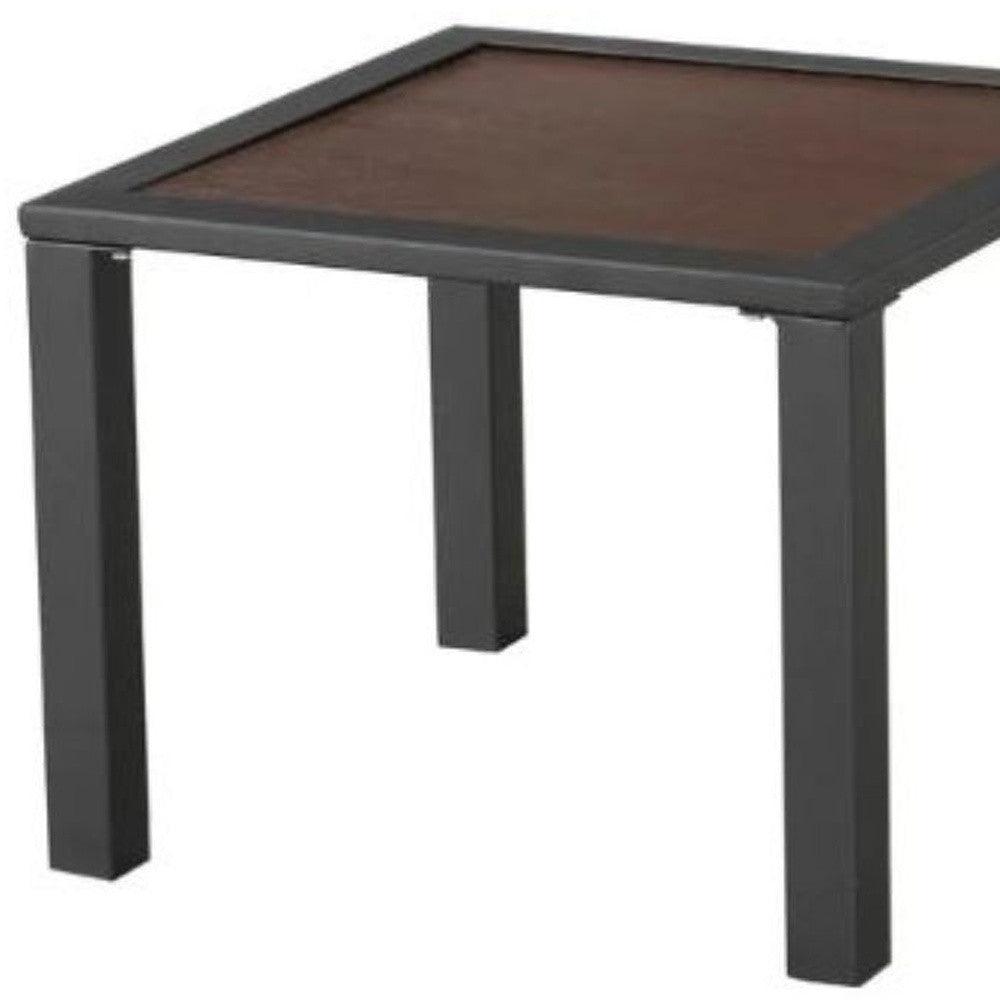 21" Brown and Black Square Metal Outdoor Side Table - FurniFindUSA