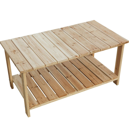 37" Natural Solid Wood Outdoor Coffee Table - FurniFindUSA