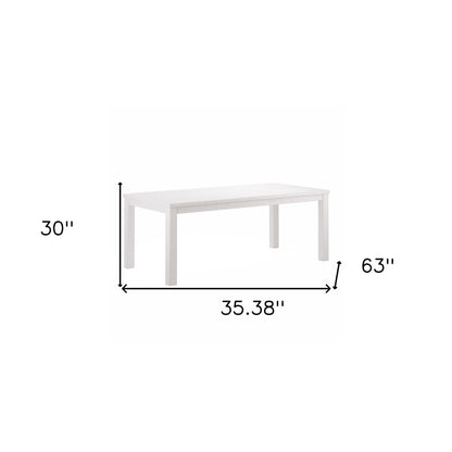 63" White Solid Wood Dining Table