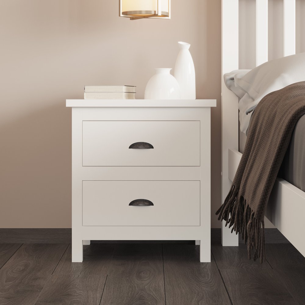22" Solid Wood Two Drawer Nightstand HomeRoots