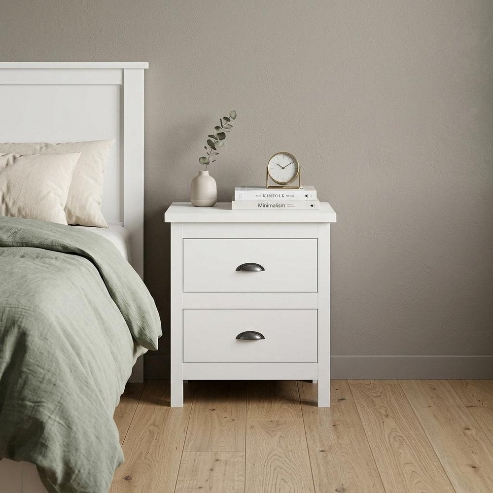 22" Solid Wood Two Drawer Nightstand HomeRoots
