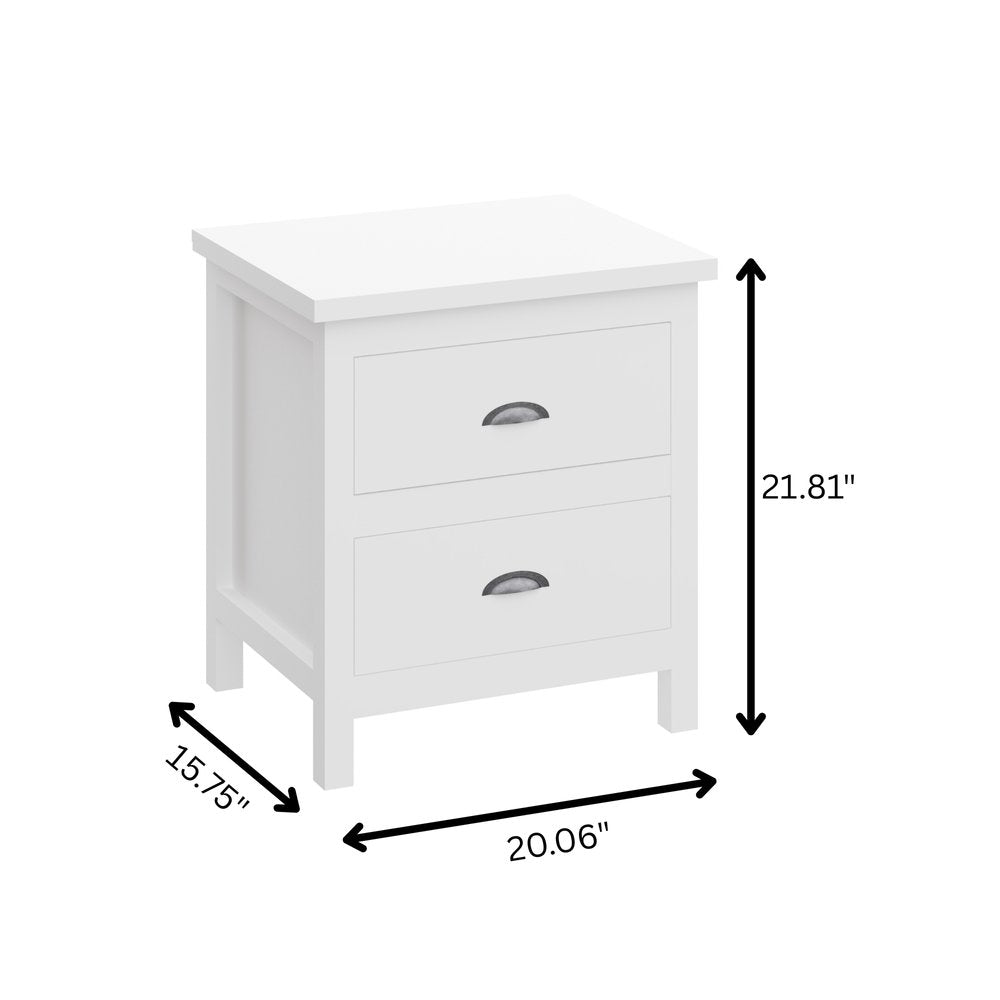 22" Solid Wood Two Drawer Nightstand HomeRoots