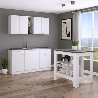 41" Dark Brown and White Wood Kitchen Island Set With Storage HomeRoots