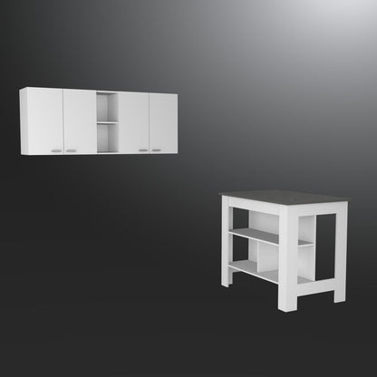41" Dark Brown and White Wood Kitchen Island Set With Storage HomeRoots
