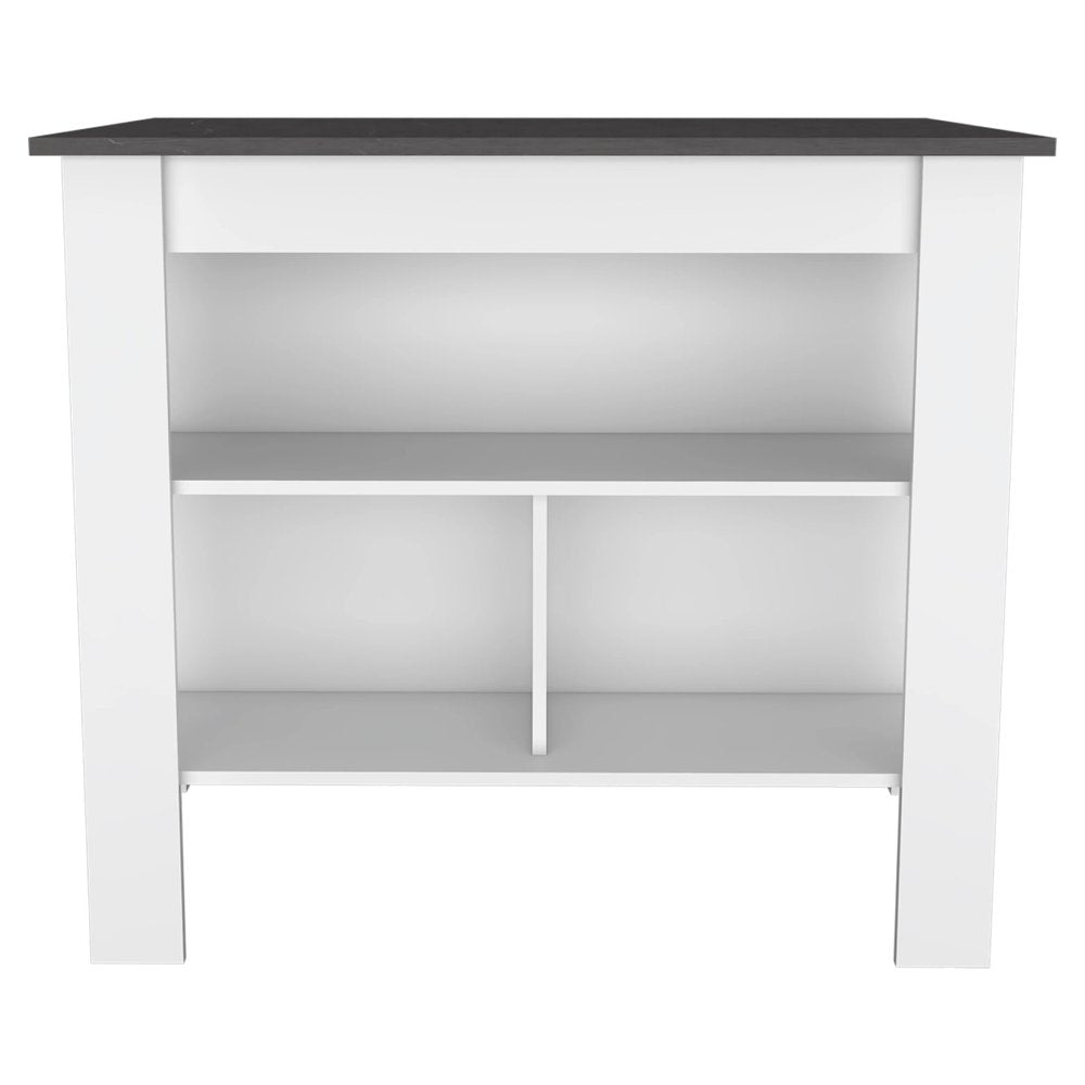41" Dark Brown and White Wood Kitchen Island Set With Storage HomeRoots