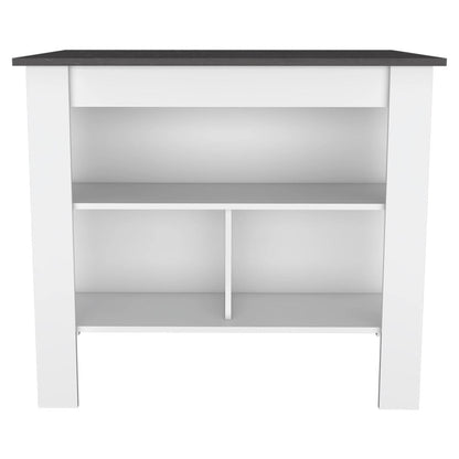 41" Dark Brown and White Wood Kitchen Island Set With Storage HomeRoots