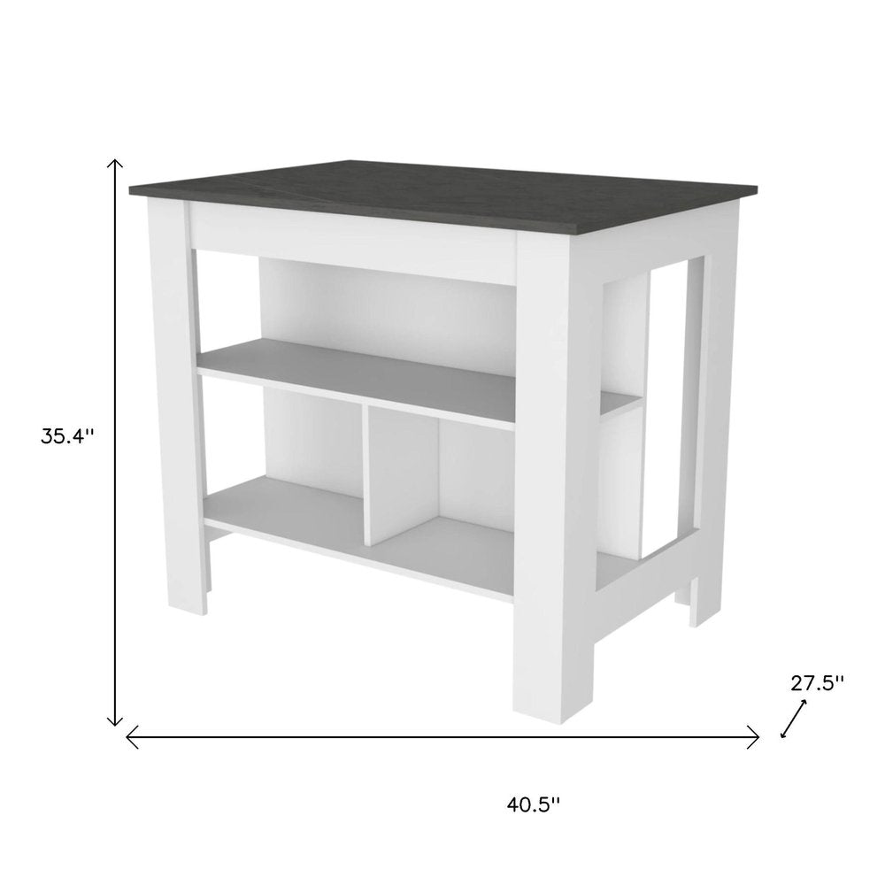 41" Gray and White Wood Kitchen Island Set With Storage HomeRoots