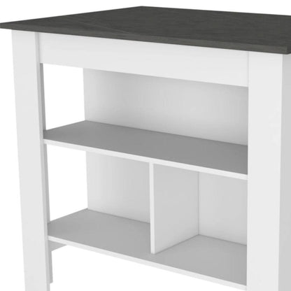 41" Gray and White Wood Kitchen Island Set With Storage HomeRoots