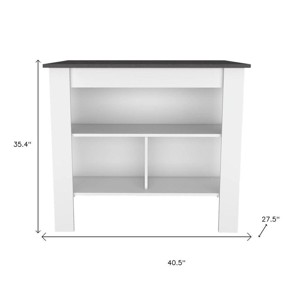 41" Dark Brown and White Wood Kitchen Island Set With Storage — view 7