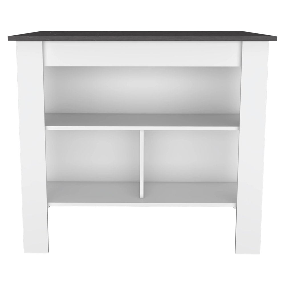 41" Dark Brown and White Wood Kitchen Island Set With Storage HomeRoots