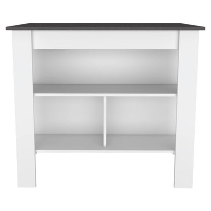 41" Dark Brown and White Wood Kitchen Island Set With Storage HomeRoots