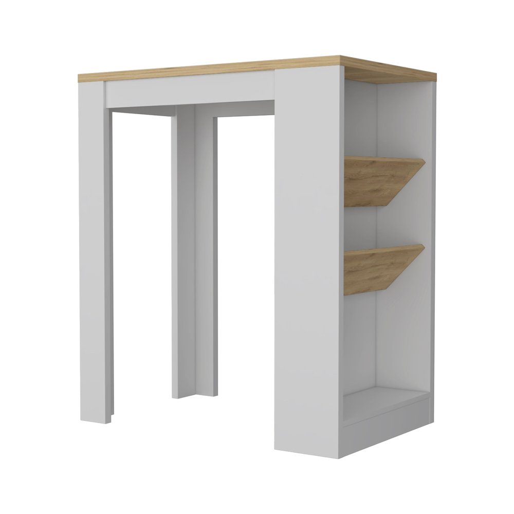 White And Natural 36" Kitchen Island With Storage — view 2