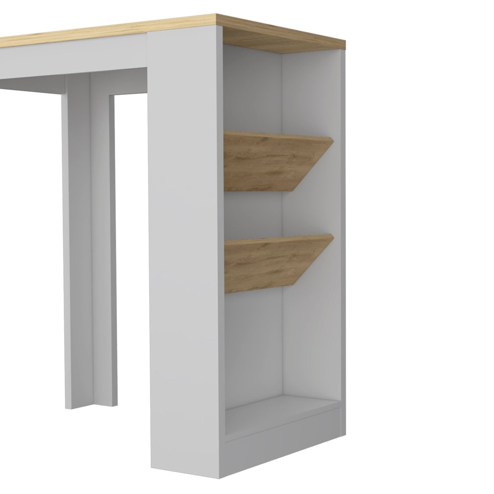 White And Natural 36" Kitchen Island With Storage — view 3