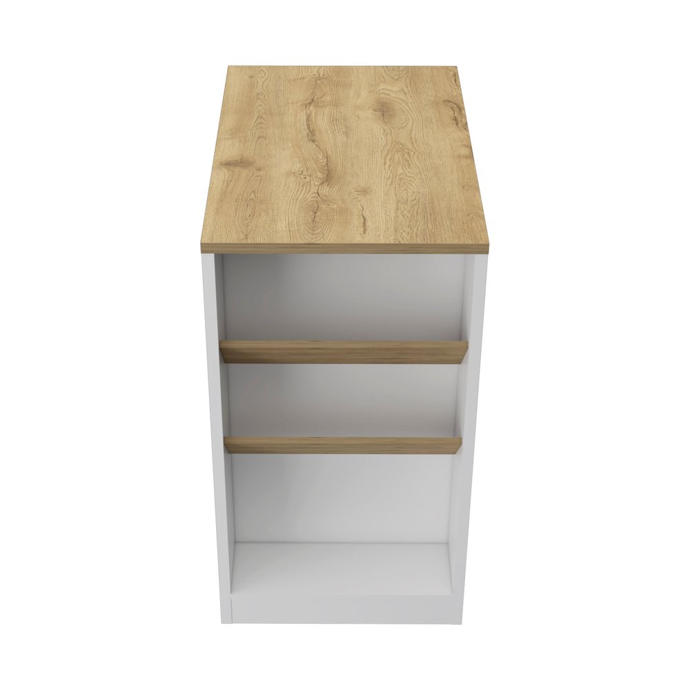 White And Natural 36" Kitchen Island With Storage — view 4