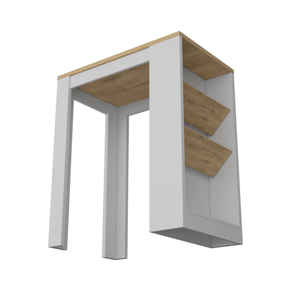 White And Natural 36" Kitchen Island With Storage — view 6