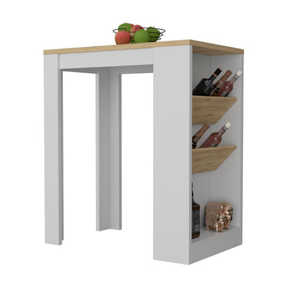 White And Natural 36" Kitchen Island With Storage HomeRoots
