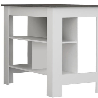 41" Dark Gray and White Wood Kitchen Island Set With Storage HomeRoots