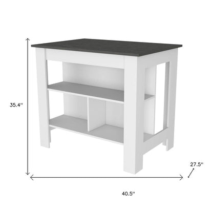 41" Dark Gray and White Wood Kitchen Island Set With Storage HomeRoots