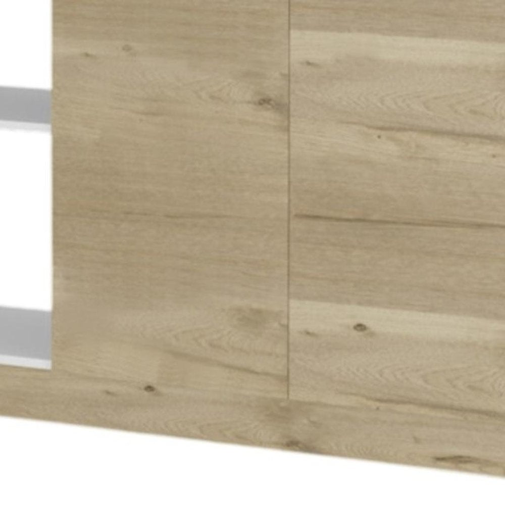 59" Natural White and Brown Wood Kitchen Island Set With Storage HomeRoots