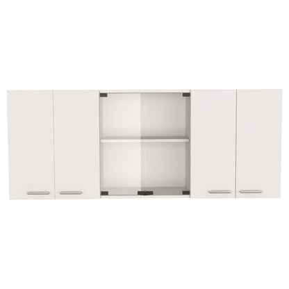 59" Natural White and Brown Wood Kitchen Island Set With Storage
