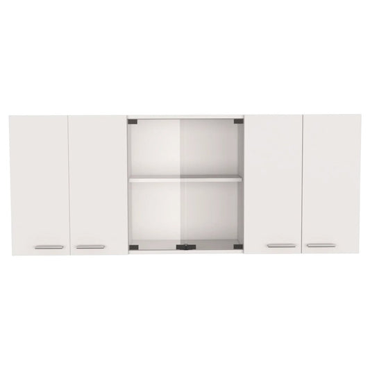 59" Natural White and Brown Wood Kitchen Island Set With Storage