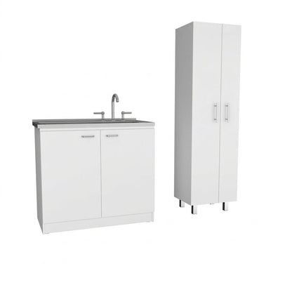 White 39" Kitchen Island Set HomeRoots