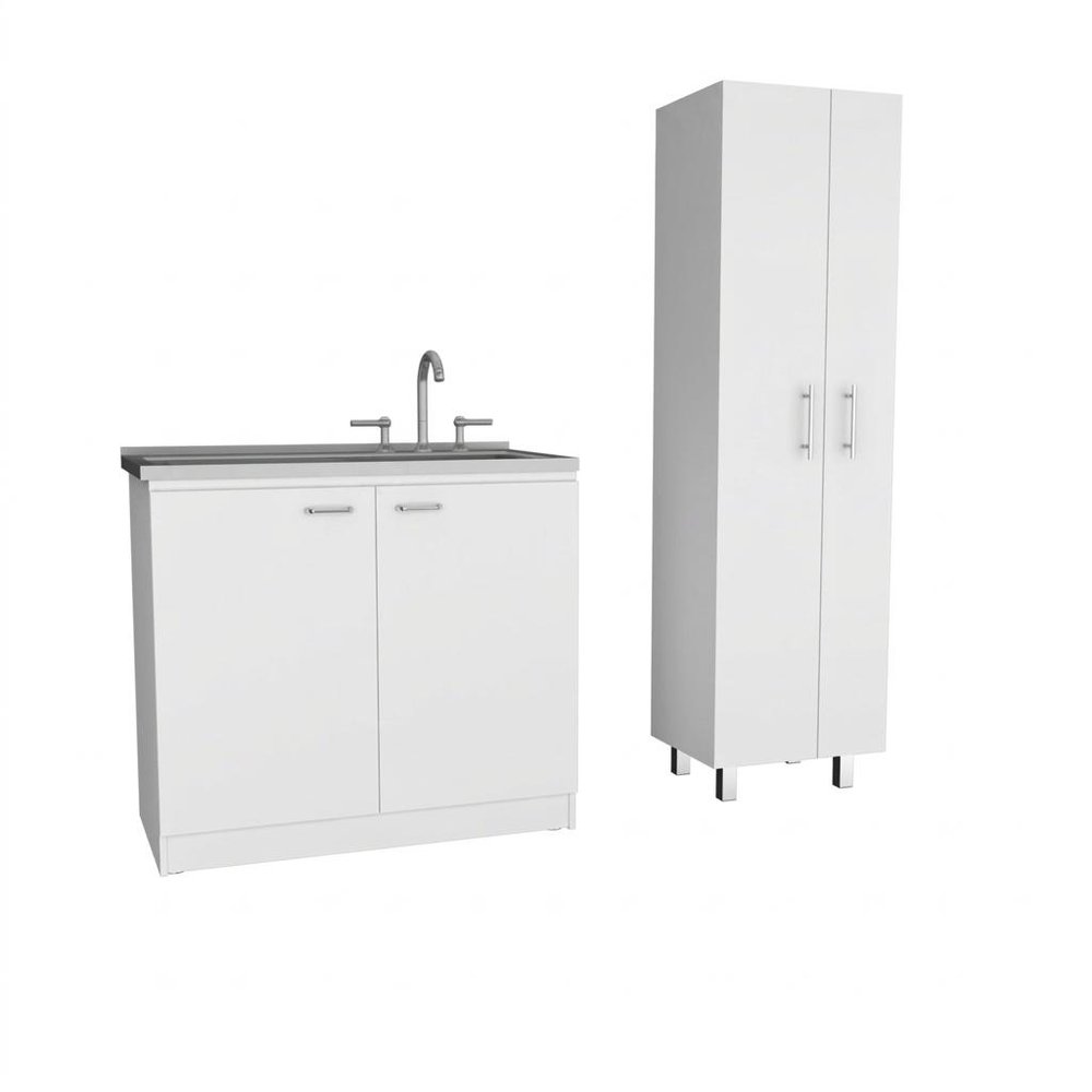 White 39" Kitchen Island Set HomeRoots