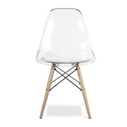 Clear And Natural Heavy Duty Plastic And Wood Dining Side Chair HomeRoots