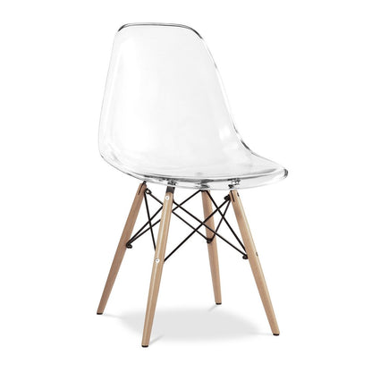 Clear And Natural Heavy Duty Plastic And Wood Dining Side Chair HomeRoots