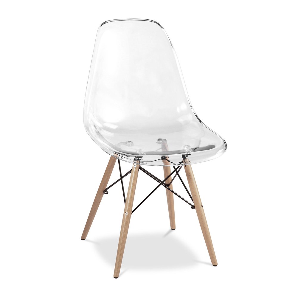 Clear And Natural Heavy Duty Plastic And Wood Dining Side Chair HomeRoots
