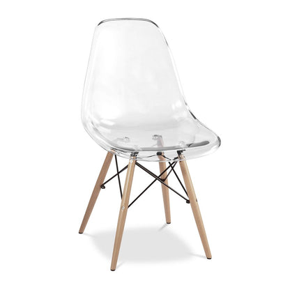 Clear And Natural Heavy Duty Plastic And Wood Dining Side Chair HomeRoots