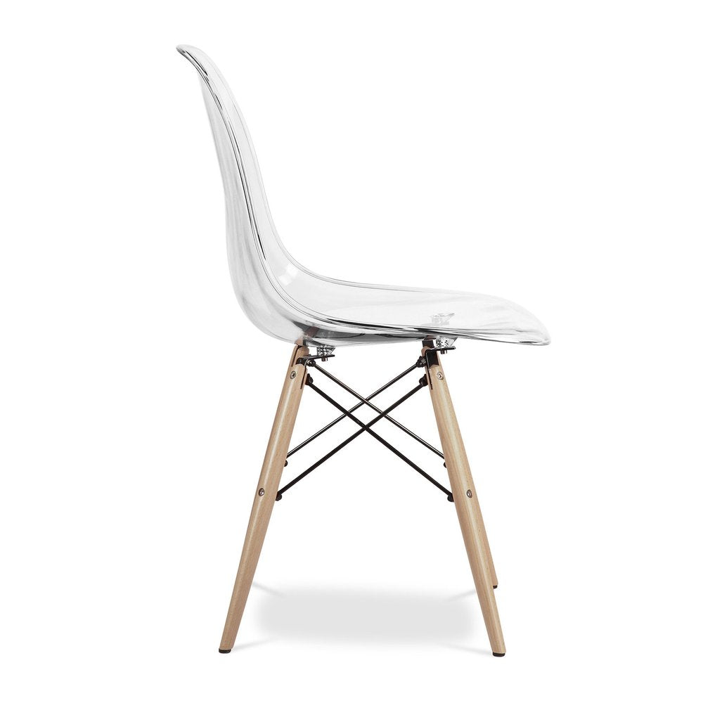 Clear And Natural Heavy Duty Plastic And Wood Dining Side Chair HomeRoots