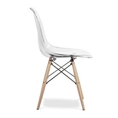 Clear And Natural Heavy Duty Plastic And Wood Dining Side Chair HomeRoots